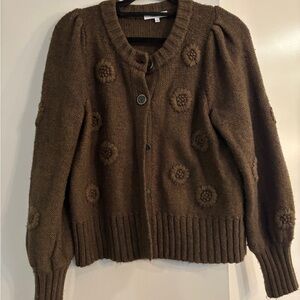 Madewell Olive Floral Knit Cardigan